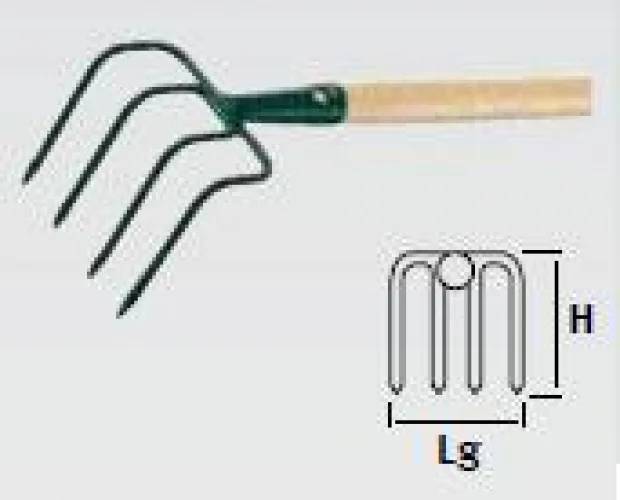 Petit croc 4 dents manche bois 90 cm - LEBORGNE - Image 2
