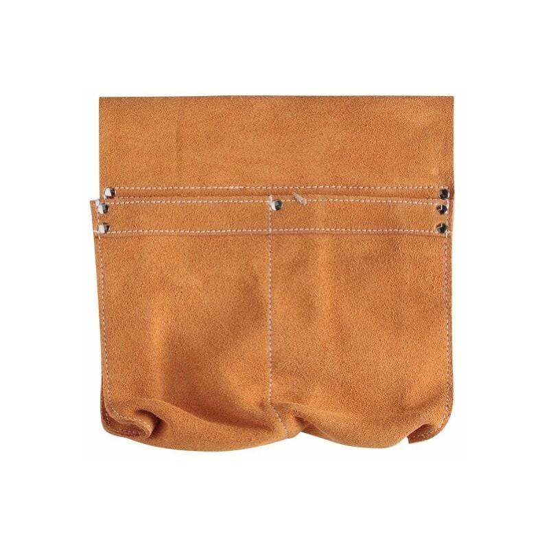 Poche à clous double en croute de cuir marron L.0.49 cm - Leborgne - Image 2