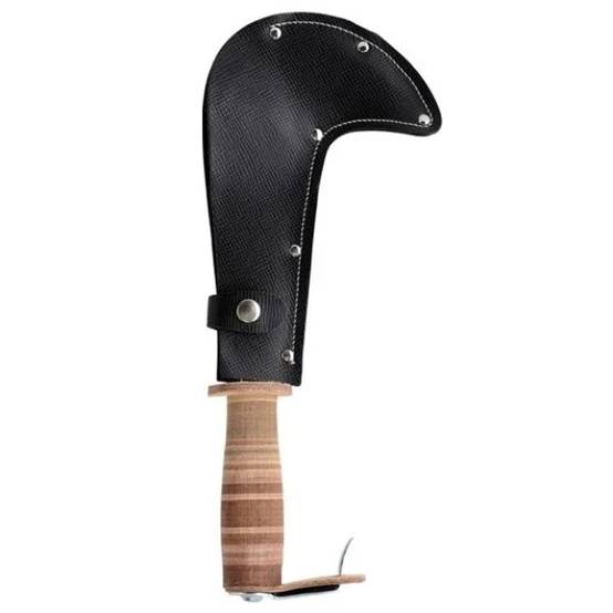 Serpe de chasseur manche cuir avec étui 20 cm - LEBORGNE - Image 2