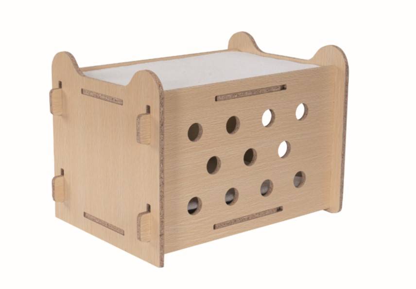 Panier bois entrée tête de chat L.60 x l.40 x H.40 cm - Imagen 3