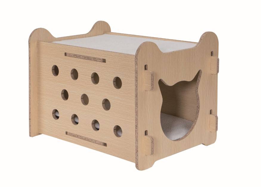Panier bois entrée tête de chat L.60 x l.40 x H.40 cm