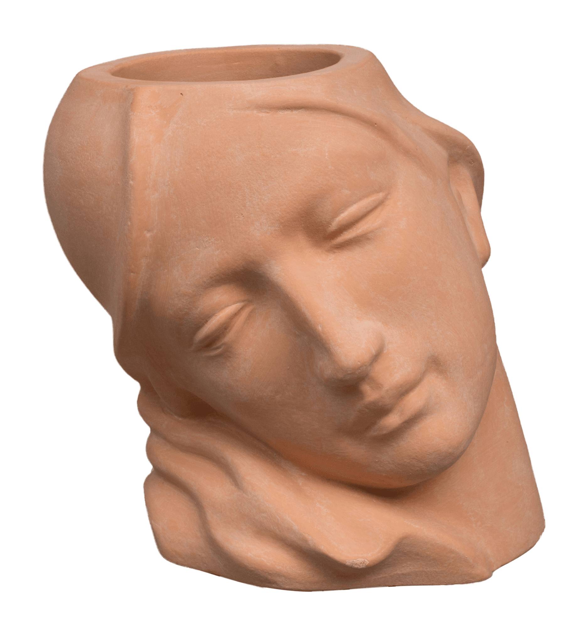 Pot visage couleur terracotta- L.29 x l.27 x H.28 cm