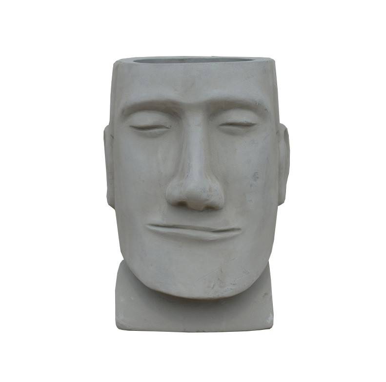 Pot visage en ciment - L.37 x l.33 x H.47 cm