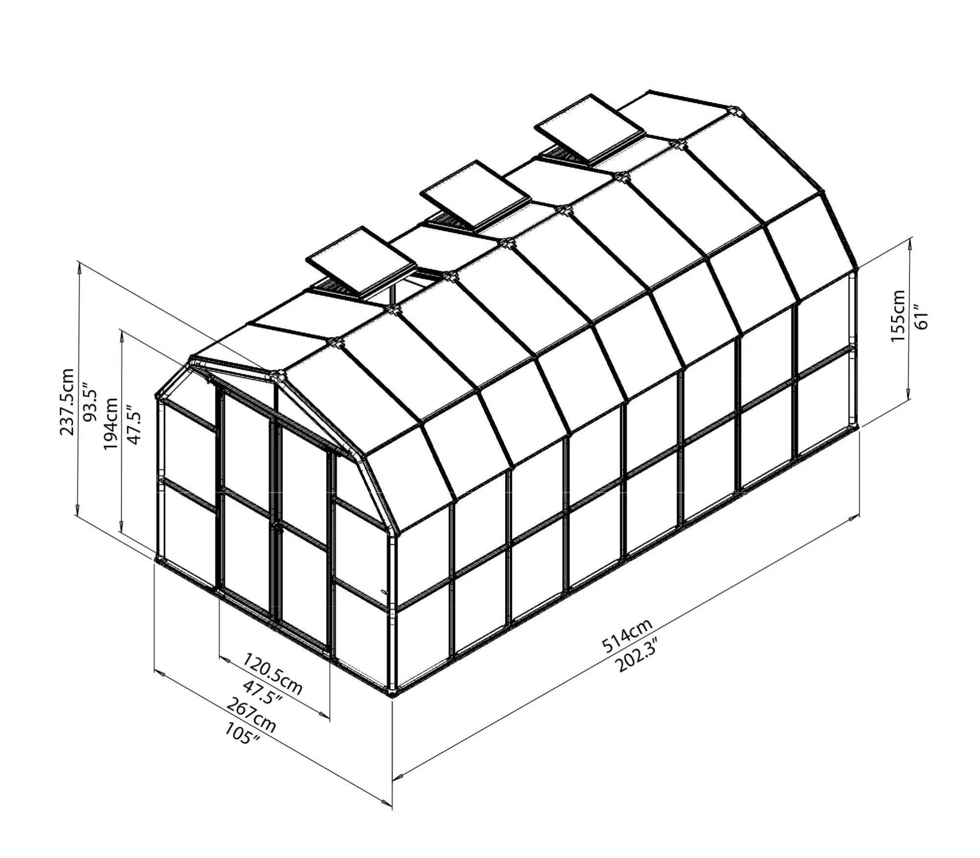 Canopia by Palram - Serre De Jardin Polycarbonate Vert 8x16 Pieds - PALRAM - Image 15