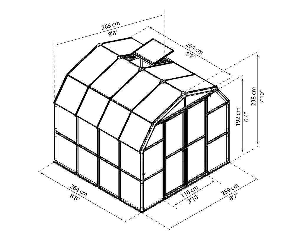 Rion Serre de Jardin PVC et Polycarbonate Eco Grow 8x8 7m2 - Image 7