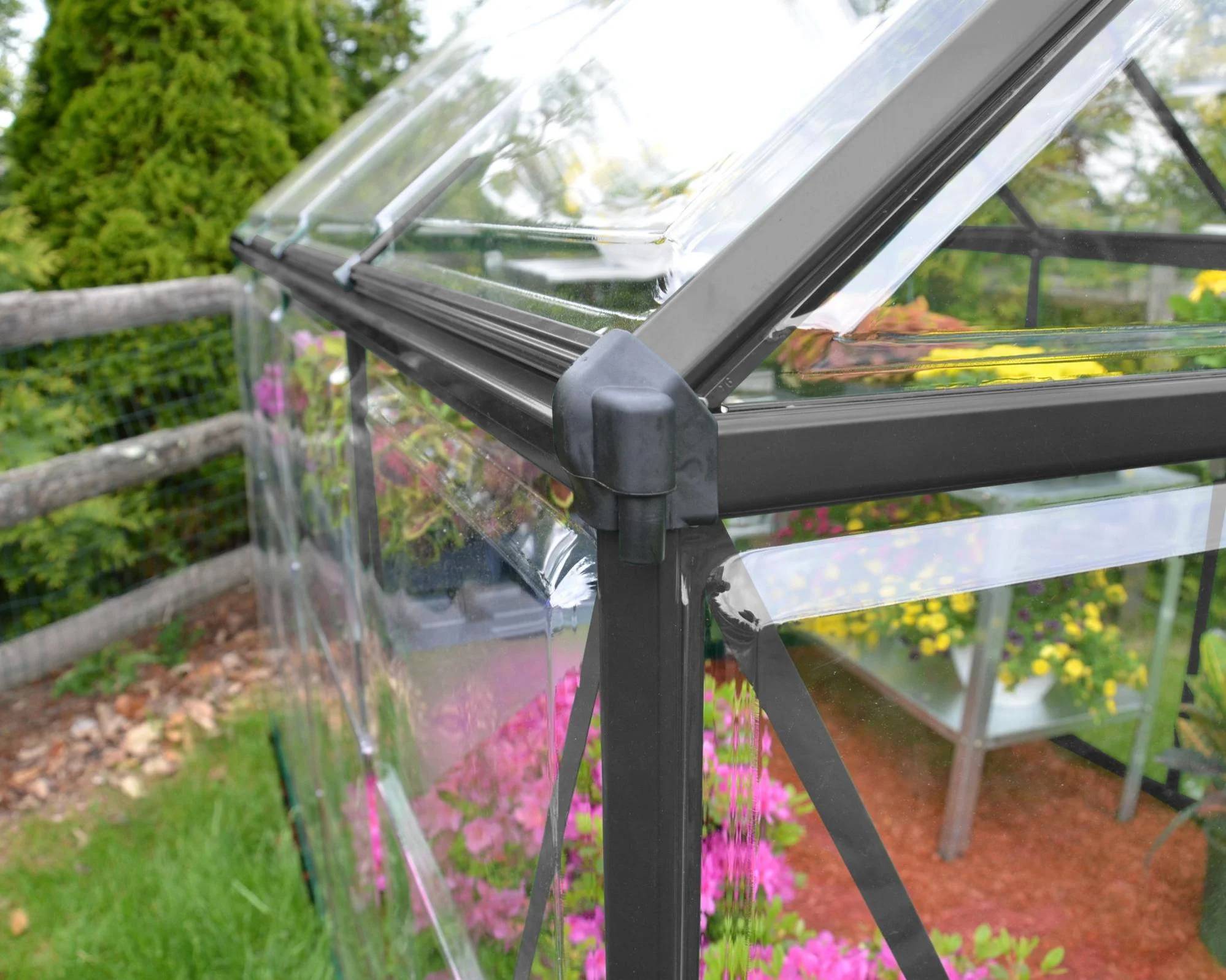 Canopia by Palram - Serre de jardin polycarbonate aluminium anthracite 4,6 m² Harmony avec embase - Canopia by Palram - Image 14