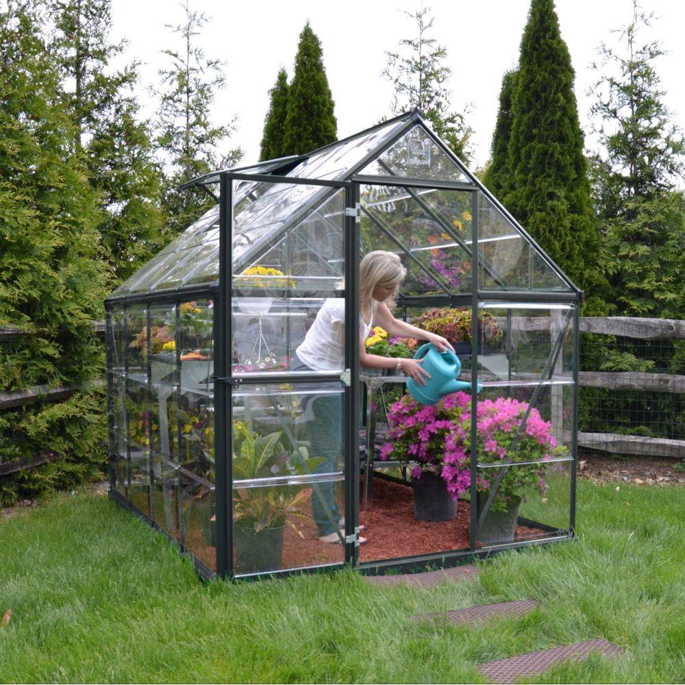 Canopia by Palram - Serre de jardin polycarbonate aluminium anthracite 4,6 m² Harmony avec embase - Canopia by Palram - Image 1