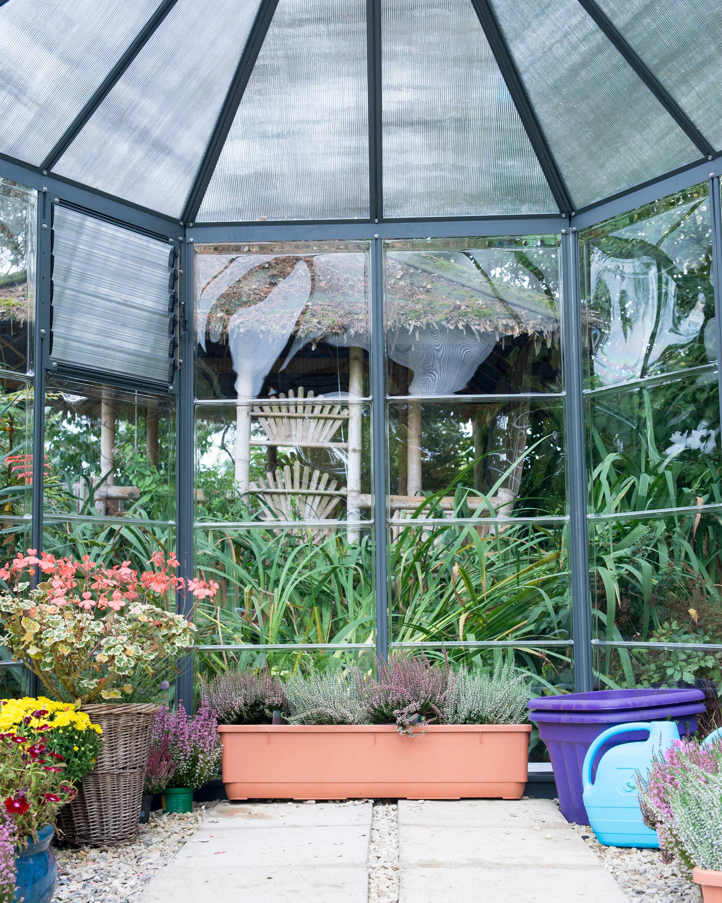 Canopia by Palram - Serre de jardin polycarbonate aluminium anthracite 3,9 m² Oasis avec embase - Canopia by Palram - Image 12