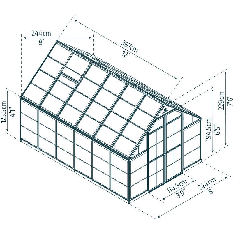 Canopia by Palram - Serre de jardin polycarbonate aluminium brut 9 m² Octave avec embase - Canopia by Palram - Image 15