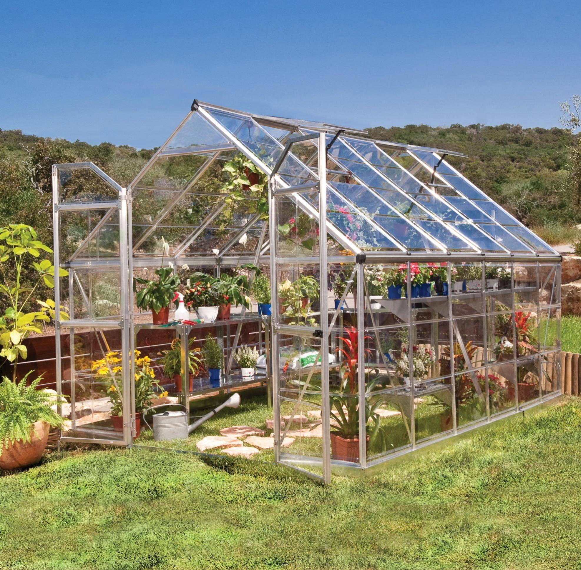 Canopia by Palram - Serre de jardin polycarbonate aluminium brut 9 m² Octave avec embase - Canopia by Palram - Image 11