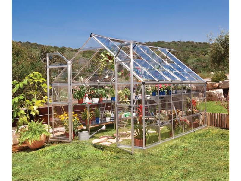 Canopia by Palram - Serre de jardin polycarbonate aluminium brut 9 m² Octave avec embase - Canopia by Palram - Image 1