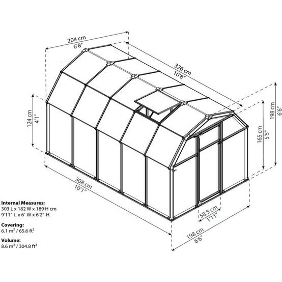 Canopia by Palram - Serre de jardin Polycarbonate Vert 6,3 m² EcoGrow - PALRAM - Image 11