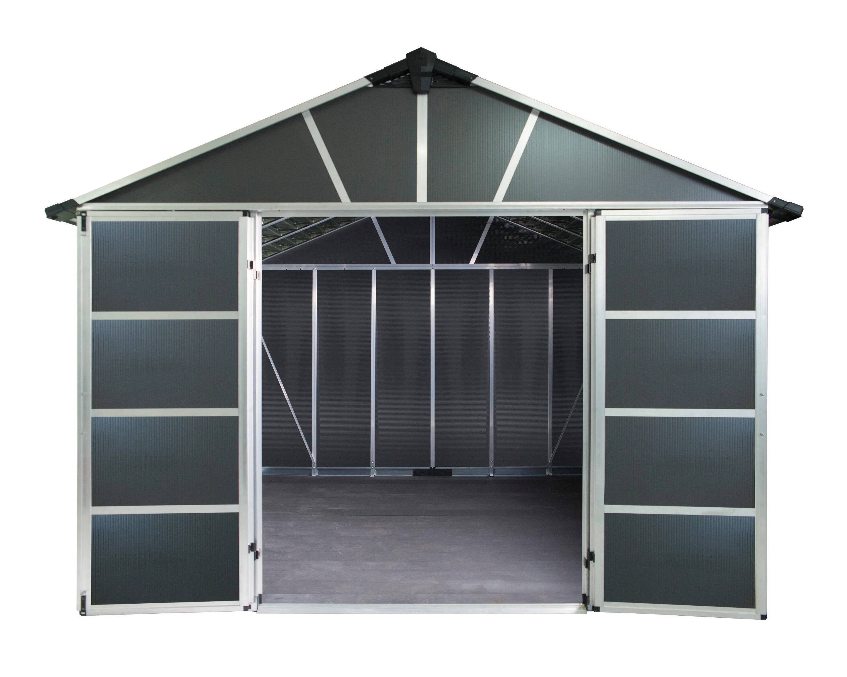 Canopia by Palram - Abri de jardin Polycarbonate Yukon avec plancher 11,7 m² Gris – PALRAM