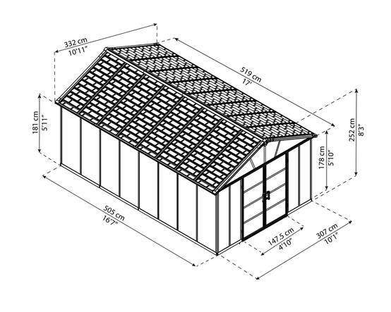 Canopia by Palram - Palram - Abri de Jardin Polycarbonate Yukon avec plancher 17,2m2 - Image 4