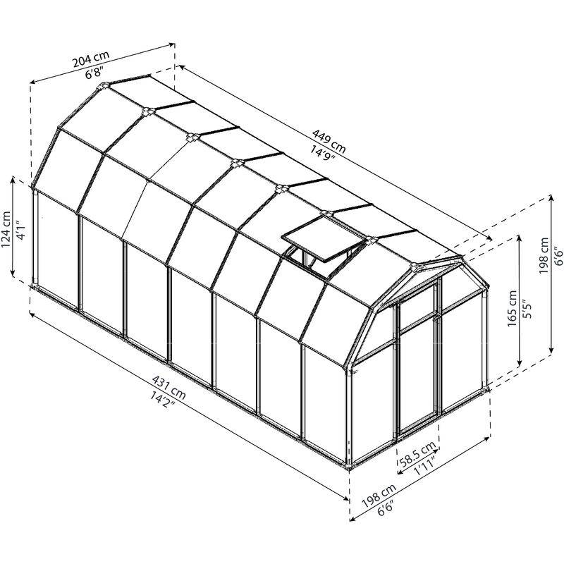 Canopia by Palram - Serre de jardin Polycarbonate Vert 449 x 204 cm – PALRAM - Imagen 8