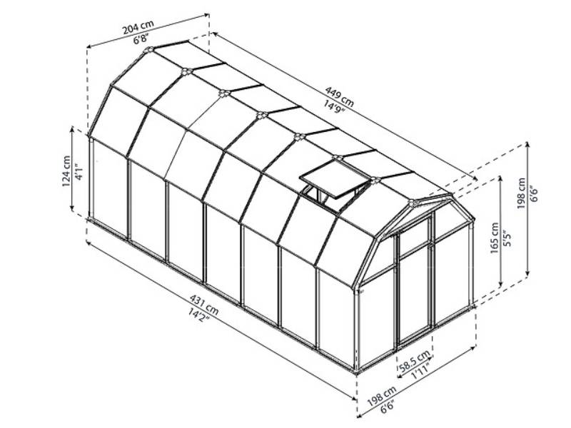 Canopia by Palram - Serre de jardin Polycarbonate Vert 449 x 204 cm – PALRAM - Imagen 5