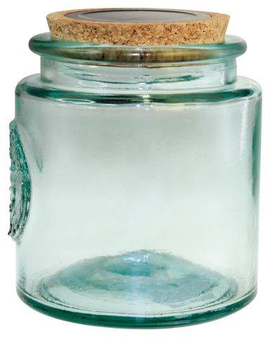 Watt & Home - Pot solaire verre et liège mini LED Ø 11 cm H 12 cm - WATT & HOME - Image 1
