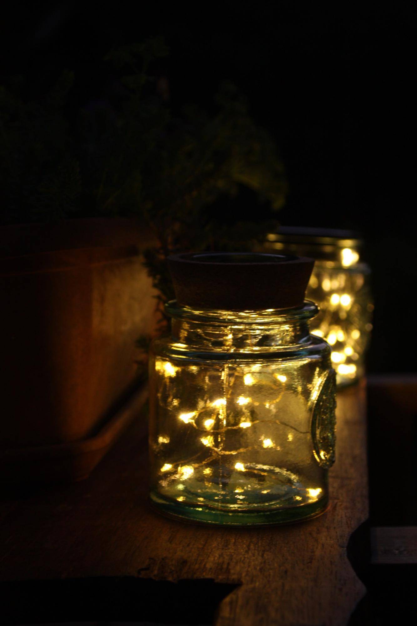 Watt & Home - Pot solaire verre et liège mini LED Ø 11 cm H 12 cm - WATT & HOME - Image 2