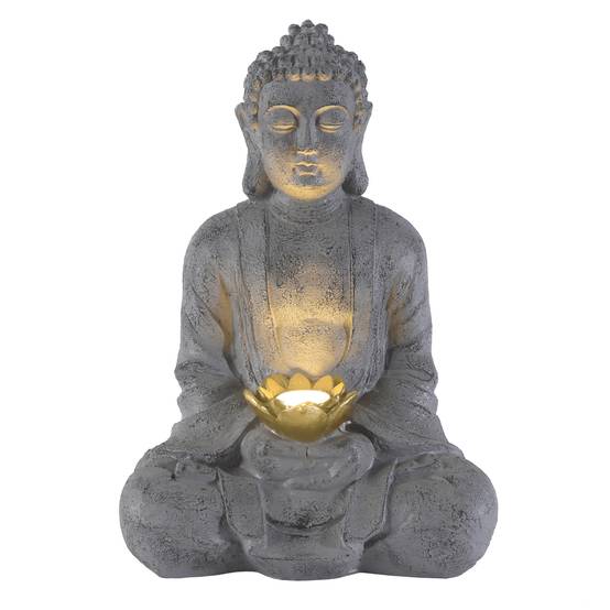 Ciddeco - Ciddeco - Bouddha fleur de lotus solaire L.16 x l.24 x H.35 cm