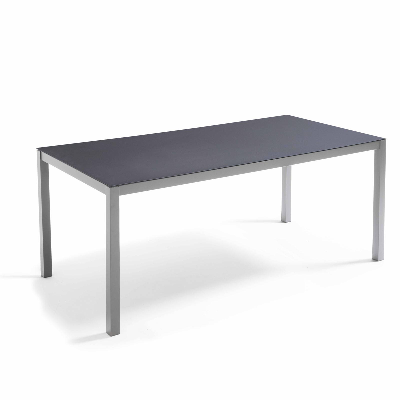 No name  - Table de Jardin Aluminium Verre Sécurit 180x90 cm Gris – OVIALA - Image 1