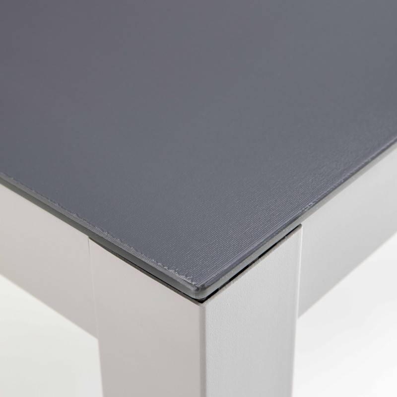 No name  - Table de Jardin Aluminium Verre Sécurit 180x90 cm Gris – OVIALA - Image 2