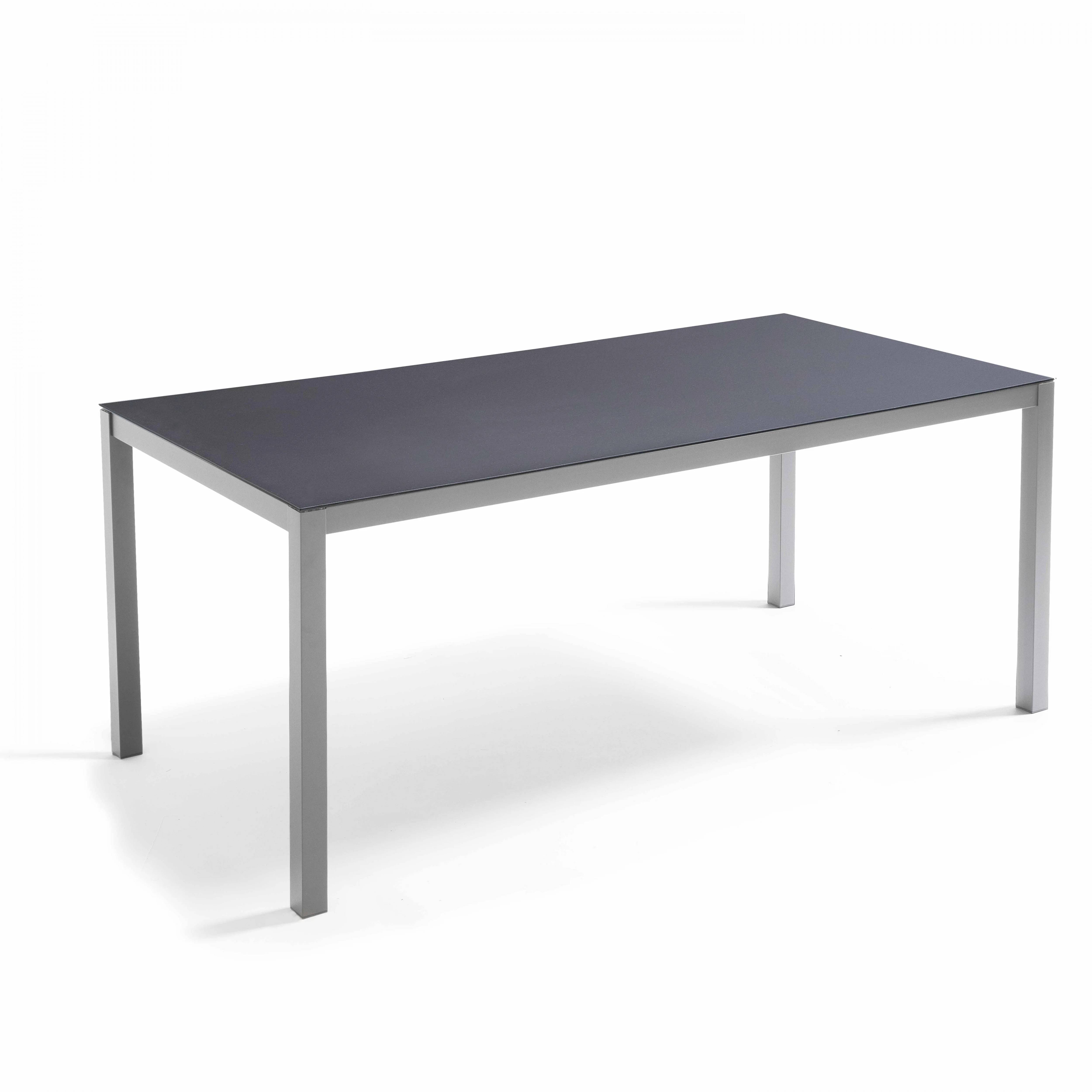 No name  - Table de Jardin Aluminium Verre Sécurit 180x90 cm Gris – OVIALA - Image 6