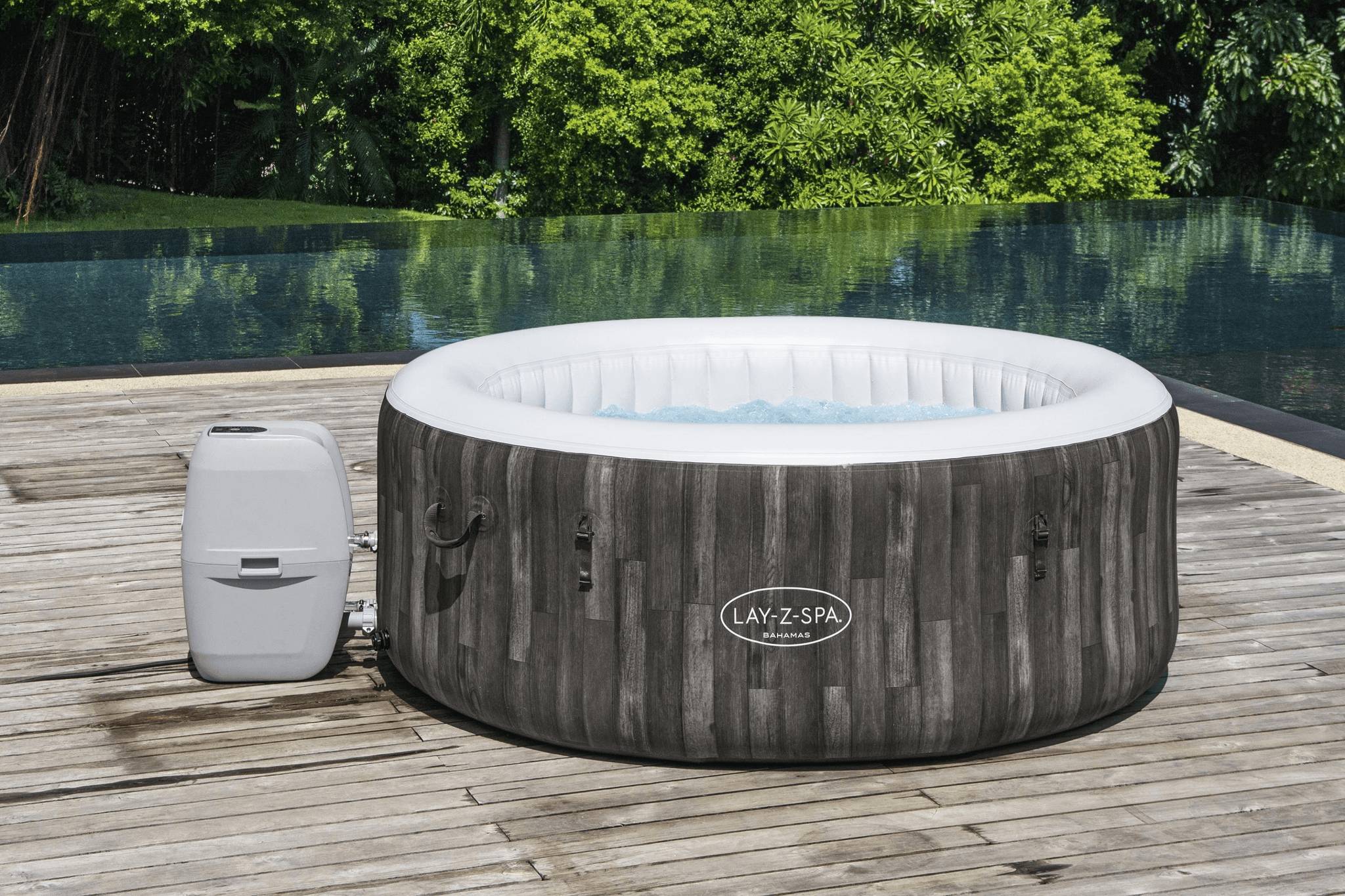 Bestway - Bestway - Spa gonflable Bahamas motif bois L.221 x l.180 x H.66cm - Image 1