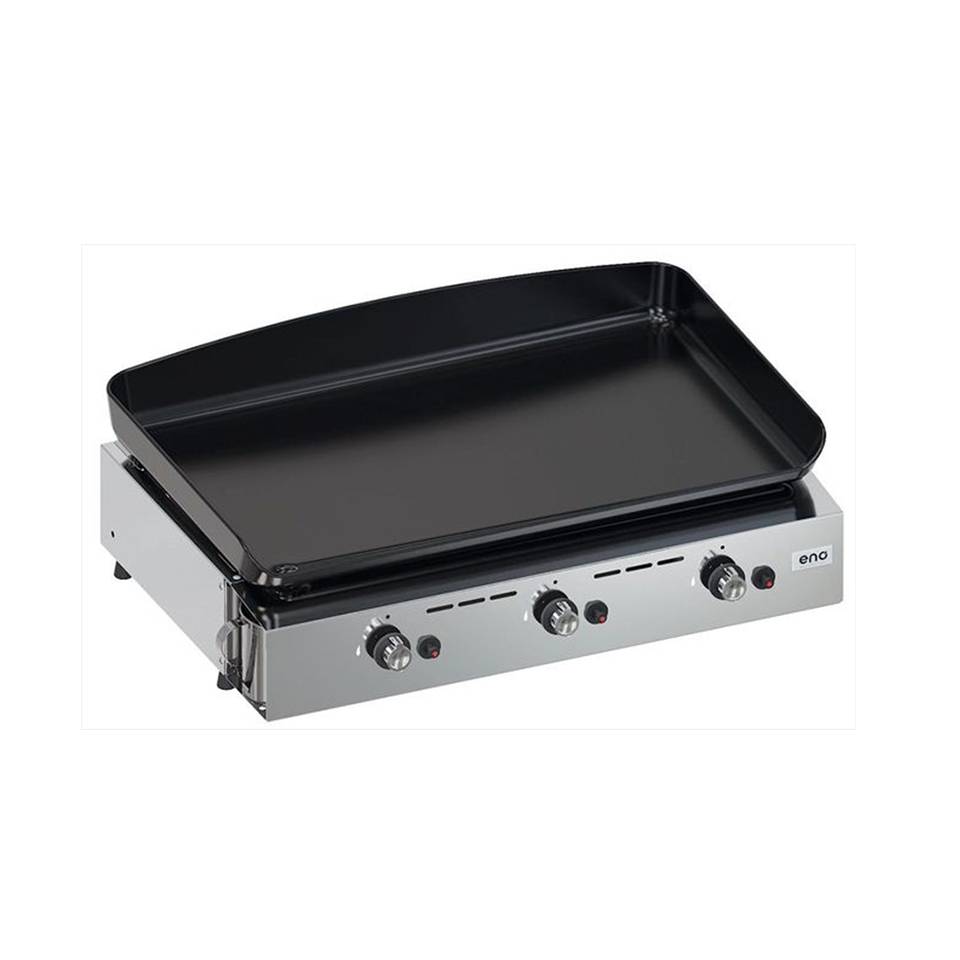 Eno - Plancha gaz 3 feux fonte émaillée inox gris Initial 65 Eno