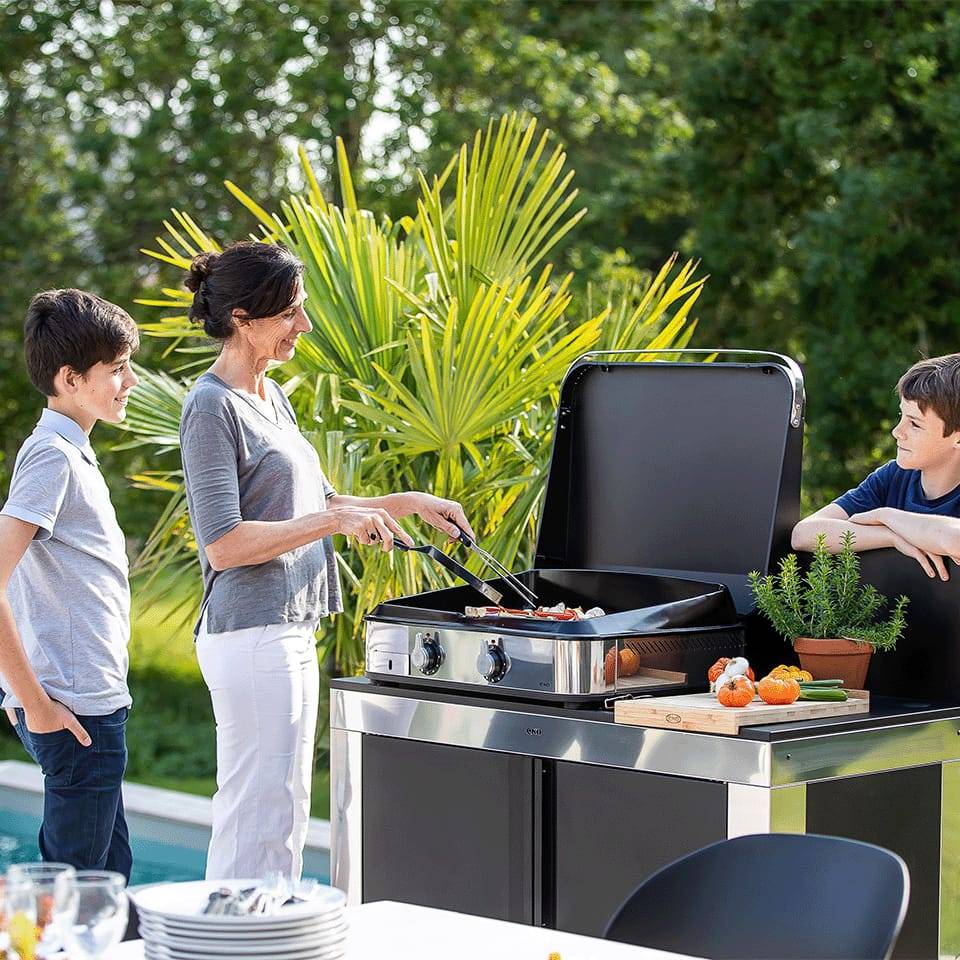Eno - Eno - Plancha Enosign 65 noir & inox gaz - L.66 x l.57 x H.24 cm - Imagen 4