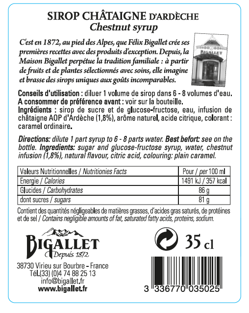 Bigallet - Sirop de châtaigne 35 cl - Bigallet - Image 2