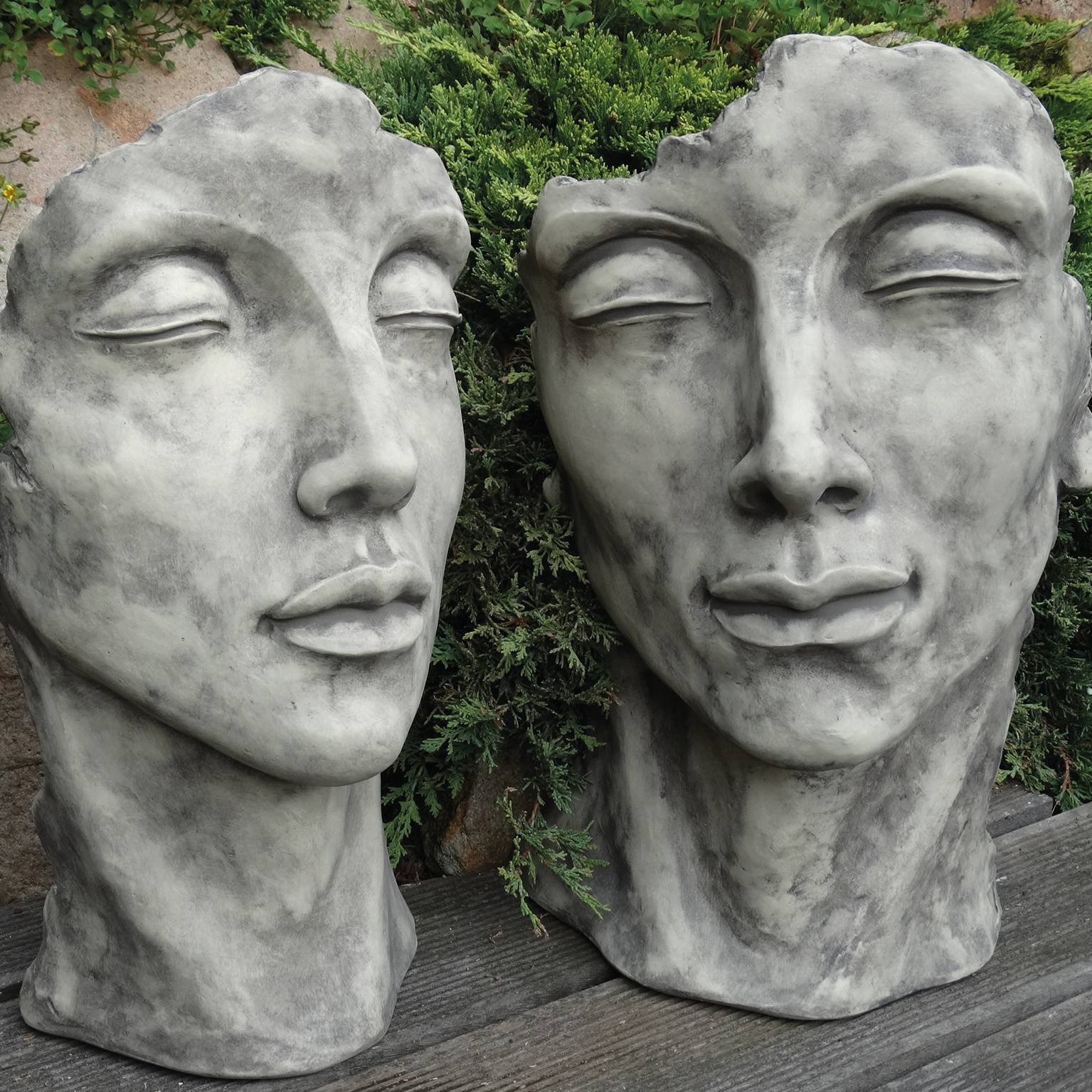 Décoriale - Estatua rostro hombre Piedra L.65 x l.50 x H.115 cm - Imagen 5