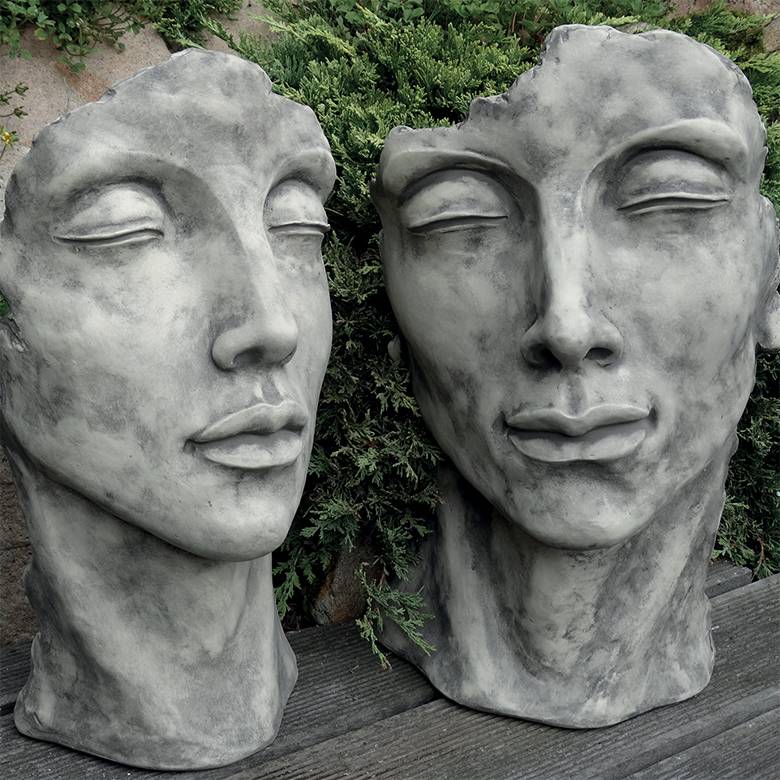 Décoriale - Estatua rostro hombre Piedra L.65 x l.50 x H.115 cm - Imagen 4