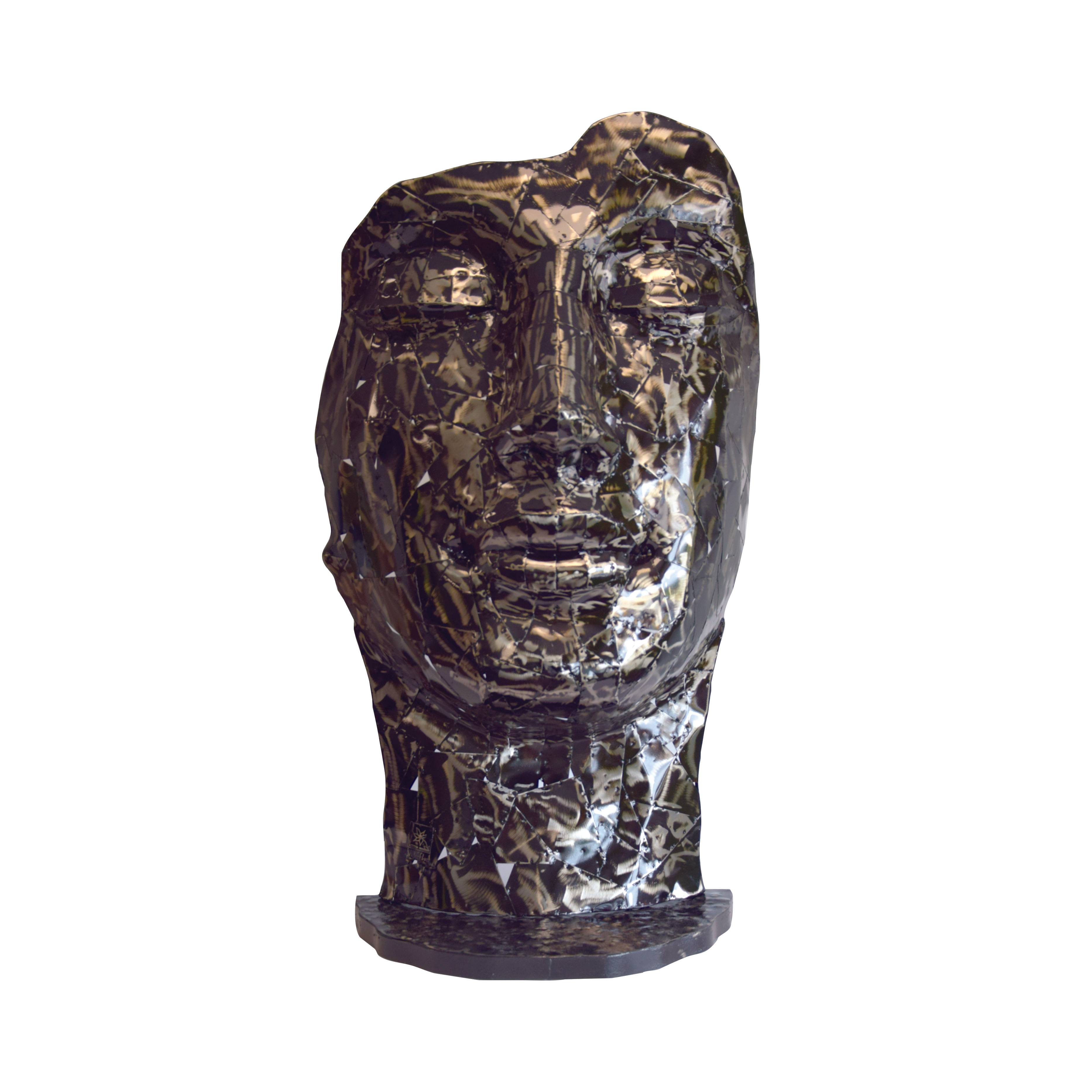 Statue Visage Mosaïque Métal Effet Miroir - Imagen 5
