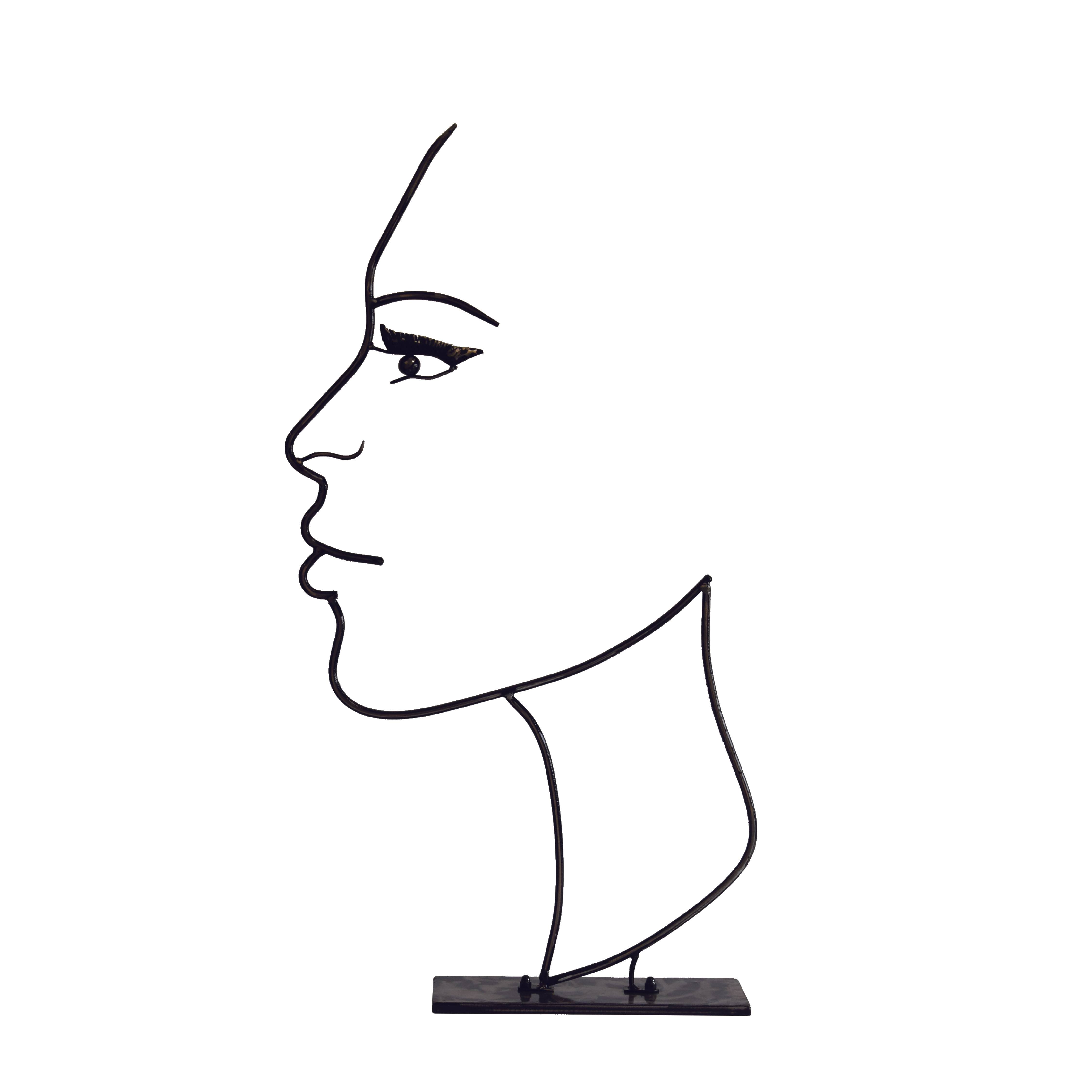 Décoriale - Statue visage ombre métal Noir L.60 x l.20 x H.110 cm - Imagen 5