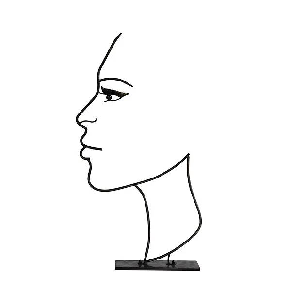 Décoriale - Statue visage ombre métal Noir L.60 x l.20 x H.110 cm - Imagen 3