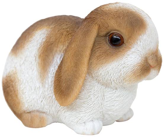 Garden ID - Petit lapin blanc marron polyrésine L.16,5 x l.10 x H.10,5 cm - Image 1