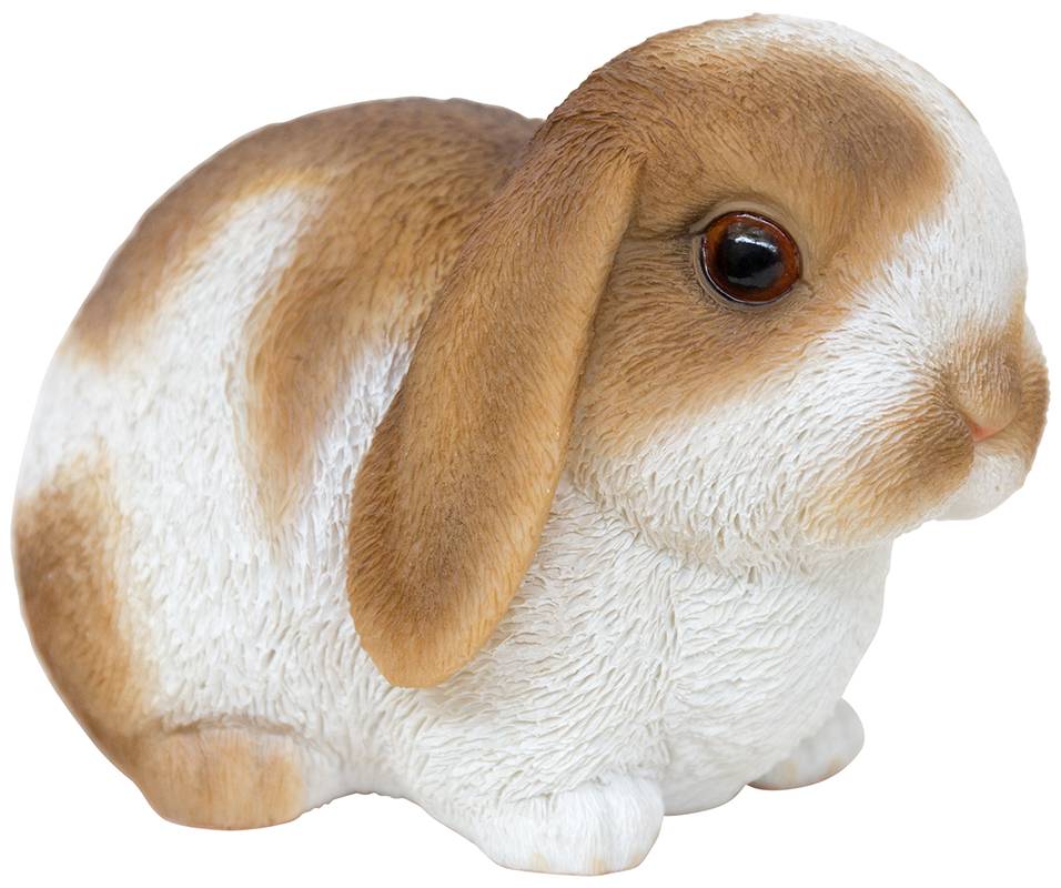 Garden ID - Petit lapin blanc marron polyrésine L.16,5 x l.10 x H.10,5 cm - Imagen 1