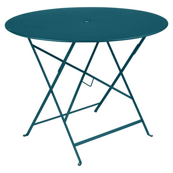 Fermob - Table de jardin ronde pliante acier bleu acapulco 4 personnes Bistro Fermob - Image 1