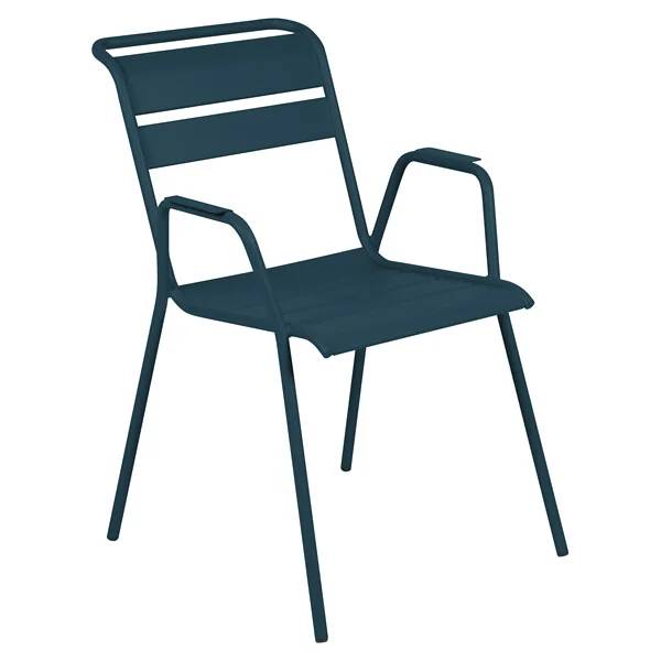 Fermob - Fauteuil de jardin acier bleu acapulco bridge Monceau Fermob - Image 1