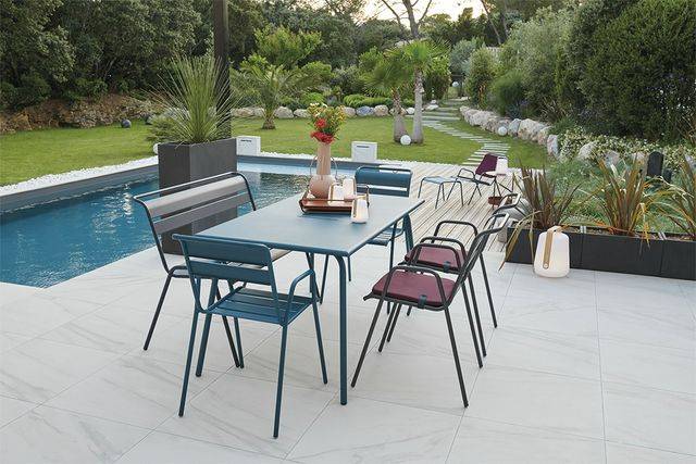 Fermob - Fauteuil de jardin acier bleu acapulco bridge Monceau Fermob - Image 3