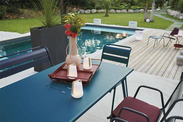Fermob - Fauteuil de jardin acier bleu acapulco bridge Monceau Fermob - Image 5
