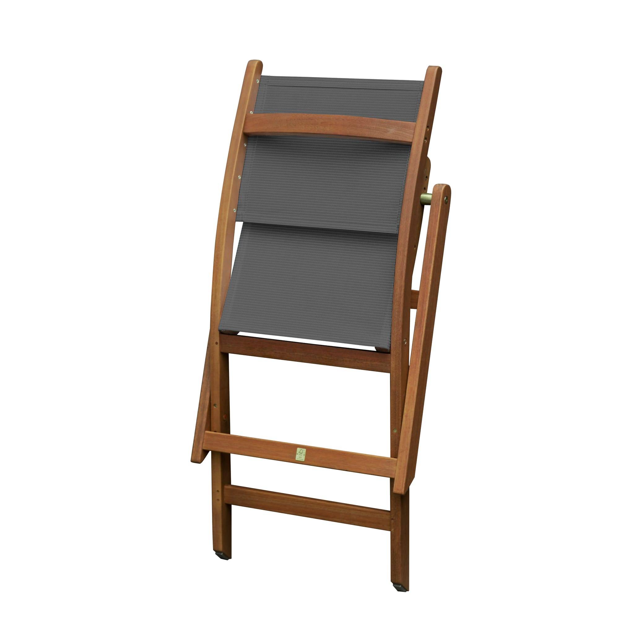 Chaise Coline bois et textilène Gris L.61 x l.50 x H.93 cm - Imagen 2