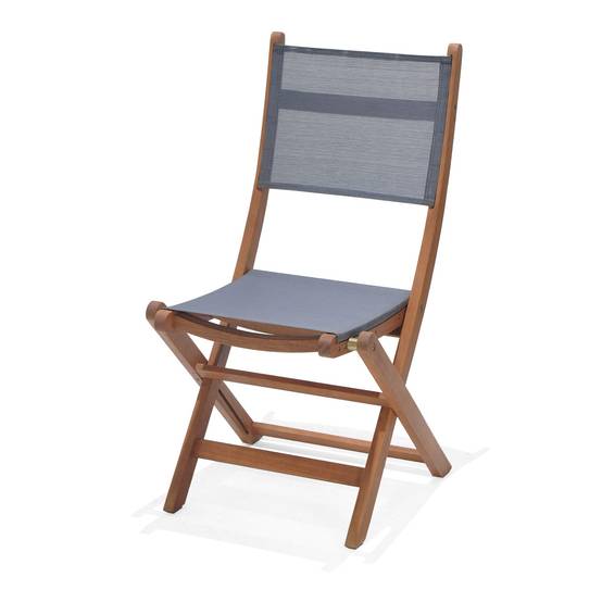 Chaise Coline bois et textilène Gris L.61 x l.50 x H.93 cm - Image 1