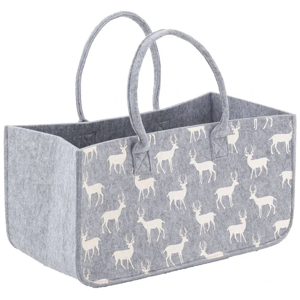 Sac à bûches feutrine gris clair 50 x 25 cm – AUBRY GASPARD - Imagen 3