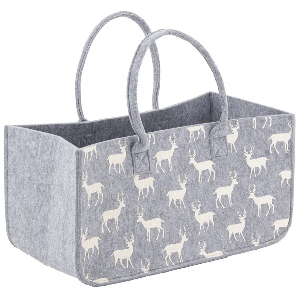 Sac à bûches feutrine gris clair 50 x 25 cm – AUBRY GASPARD - Imagen 2