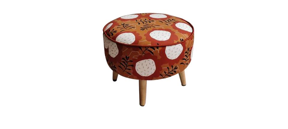 Pouf motifs fleurs Ø.44 x H.35,5 cm - Image 1