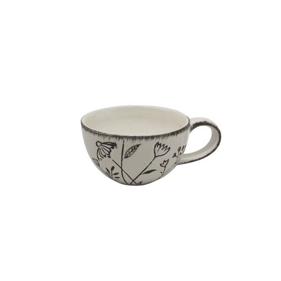 Tasse en porcelaine motif végétal L.14 x l.11 x H.6 cm