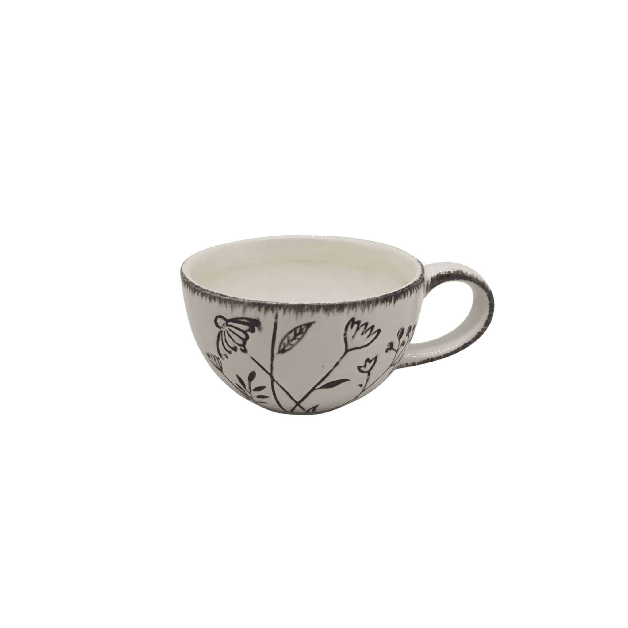 Tasse en porcelaine motif végétal L.14 x l.11 x H.6 cm