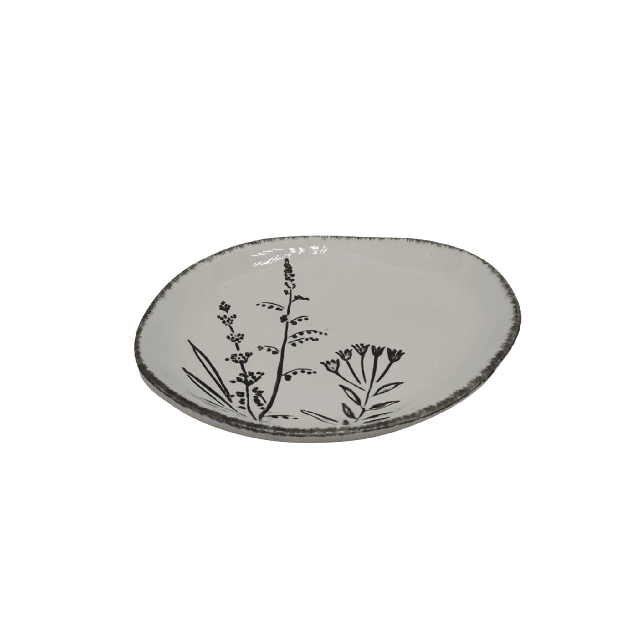 Plat en porcelaine motif végétal L.15 x l.12 x H.3 cm