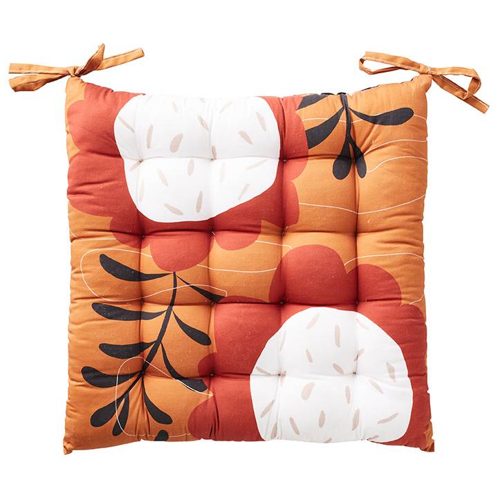 Galette de chaise coton malaga fleurs L.40 x l.40 cm - Image 1